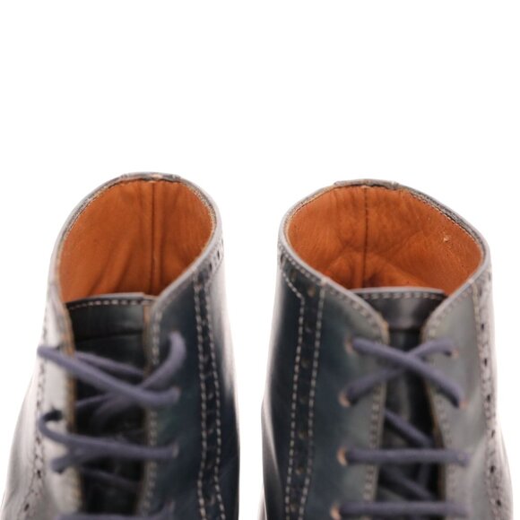 Navyboot Italy Navy Blue Leather Wingtip Chukka Boots Men 7 Dress Shoes Ankle 40 - Picture 12 of 12